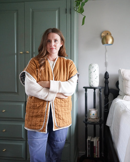 Ara Quilted Overcoat in Rasai Jacquard Quilted Cotton