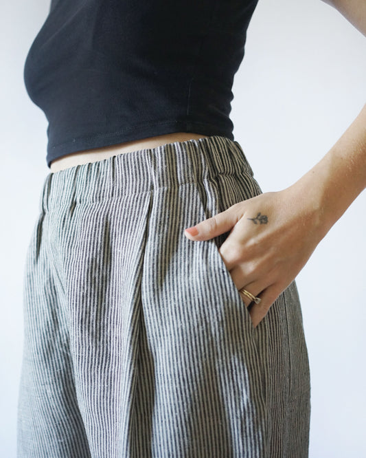 Bisque Trousers in Railroad Stripe Linen à la Daniel Day-Lewis
