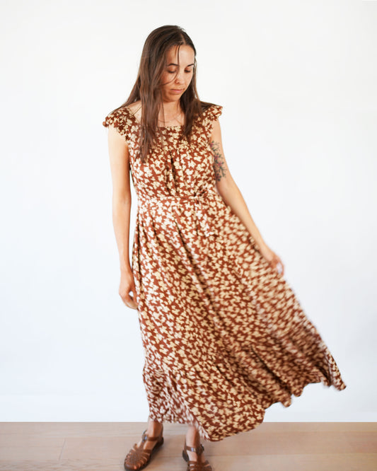 Champagne Field Dress with Straight Hem
