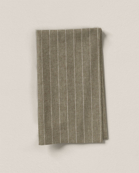 Almond Pinstripe Linen Cotton Denim