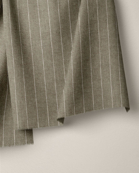 Almond Pinstripe Linen Cotton Denim