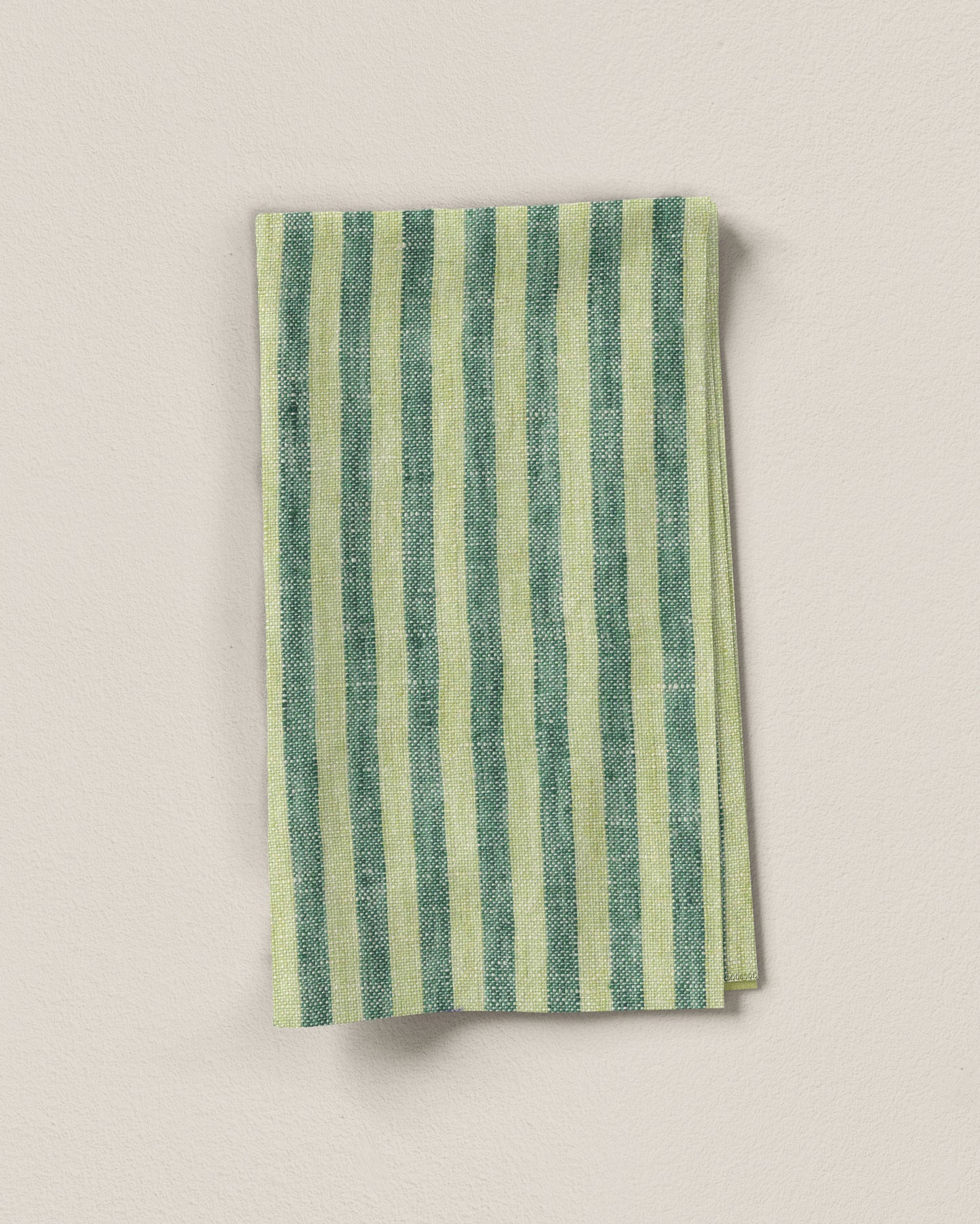 Apple Green Candy Stripe Washed Linen - 1.5 Yards Remnant