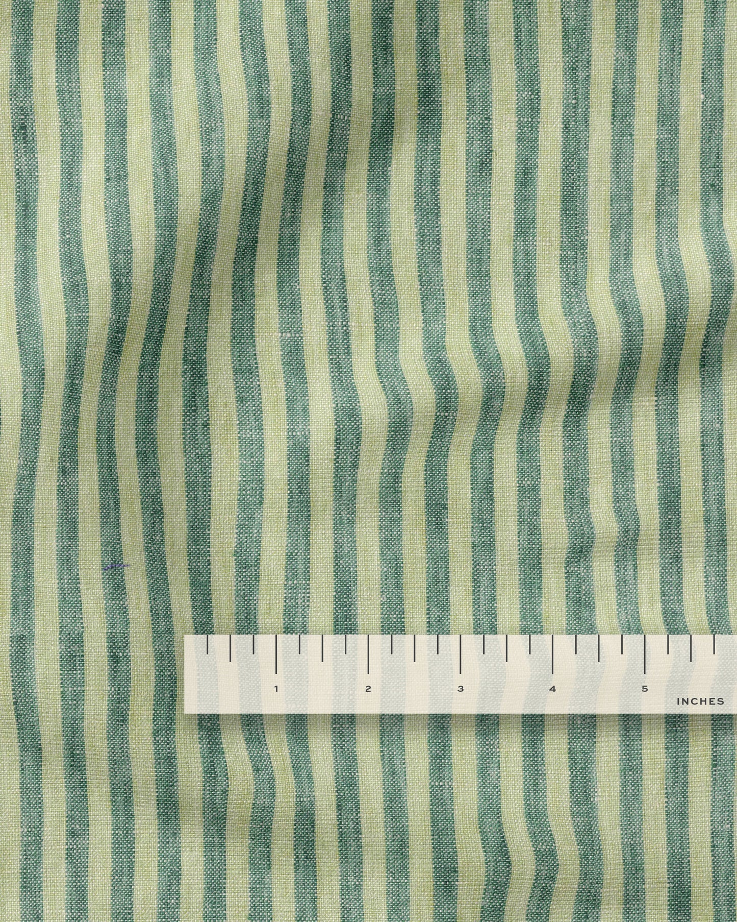 Apple Green Candy Stripe Washed Linen - 1.5 Yards Remnant
