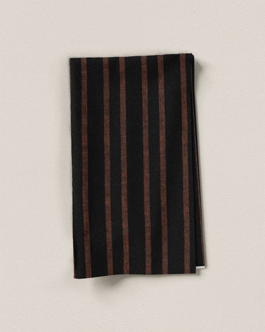 Black Home Stripe Washed Linen