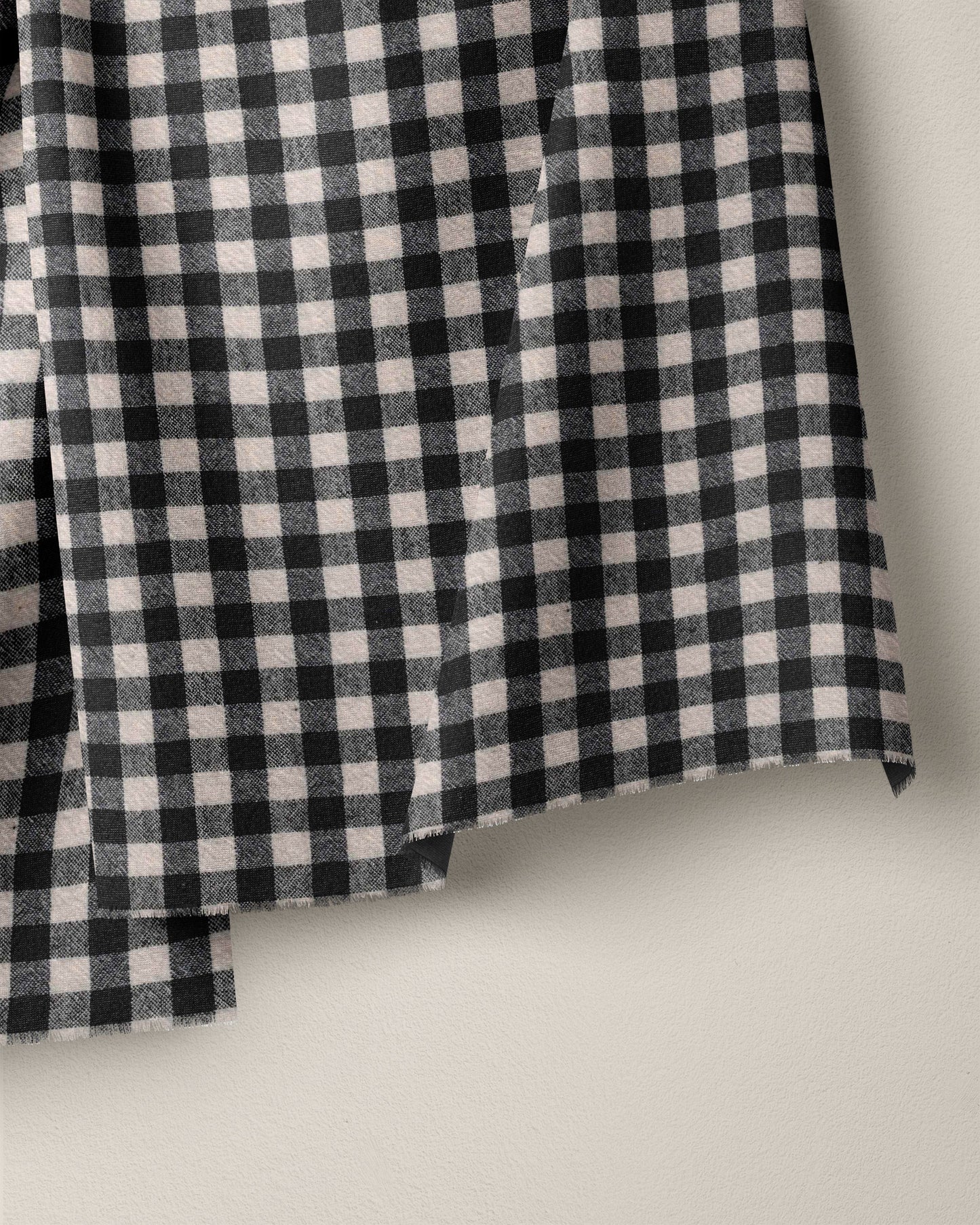 Black and Tan Medium Gingham Cotton - 2.5 Yards Seconds