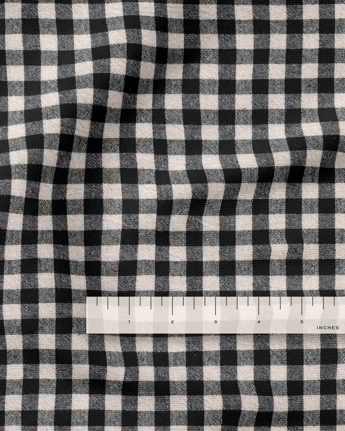 Black and Tan Medium Gingham Cotton - 2.5 Yards Seconds