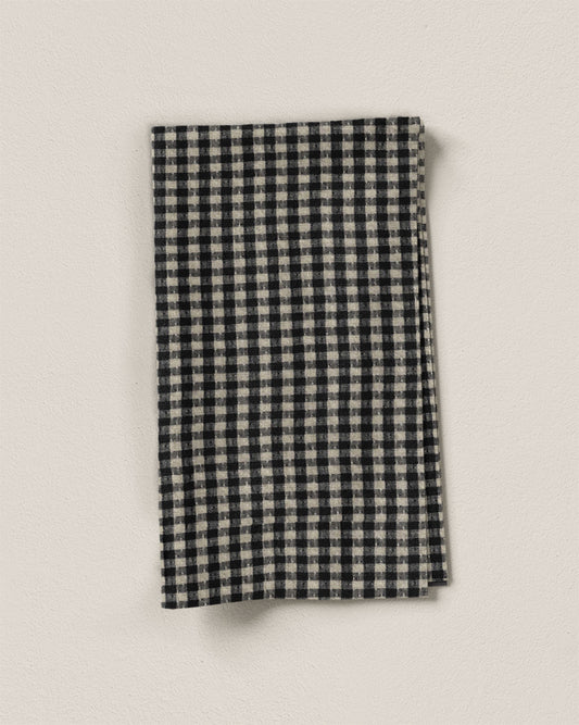 Black and Natural Gingham Dobby Weave Linen