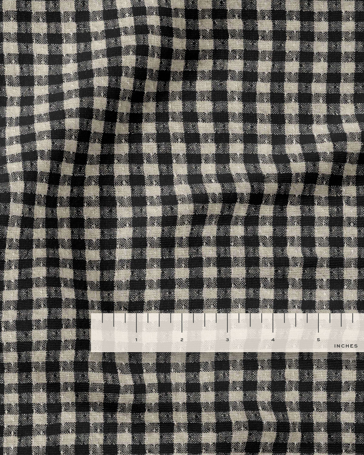 Black and Natural Gingham Dobby Weave Linen