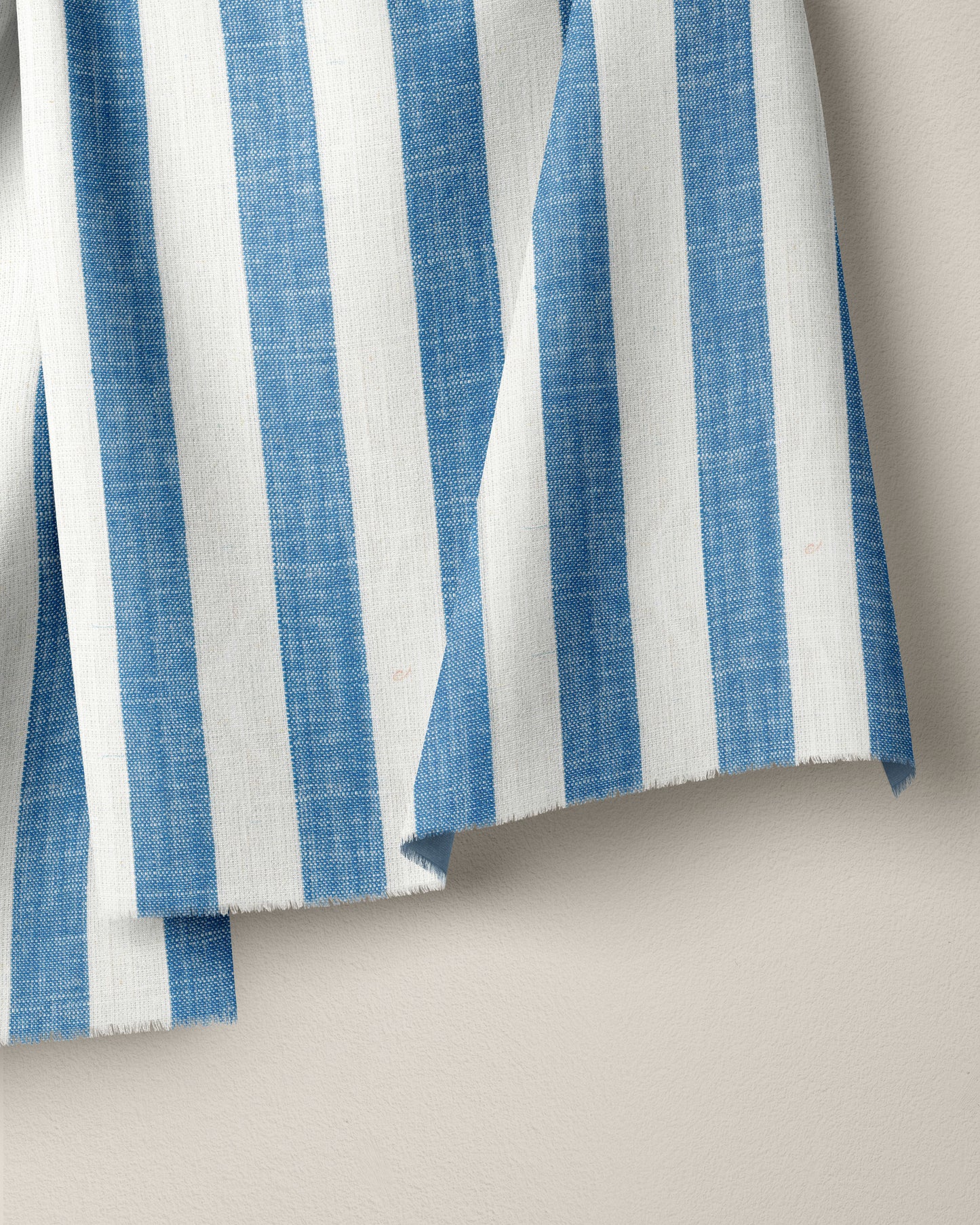 Blue Cabana Stripe Linen Viscose - 3/4 Yard Remnant