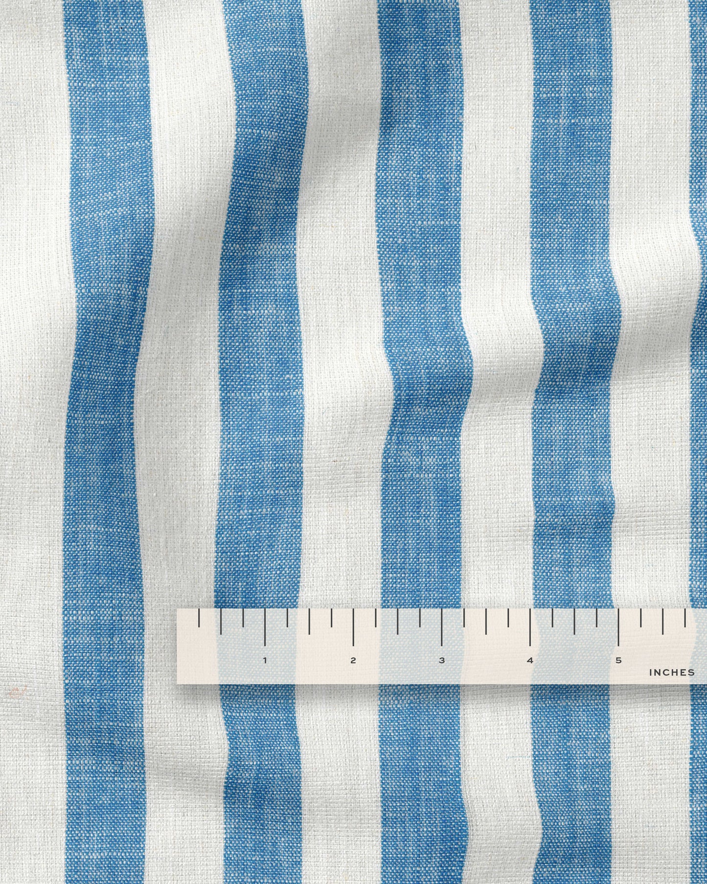 Blue Cabana Stripe Linen Viscose - 3/4 Yard Remnant