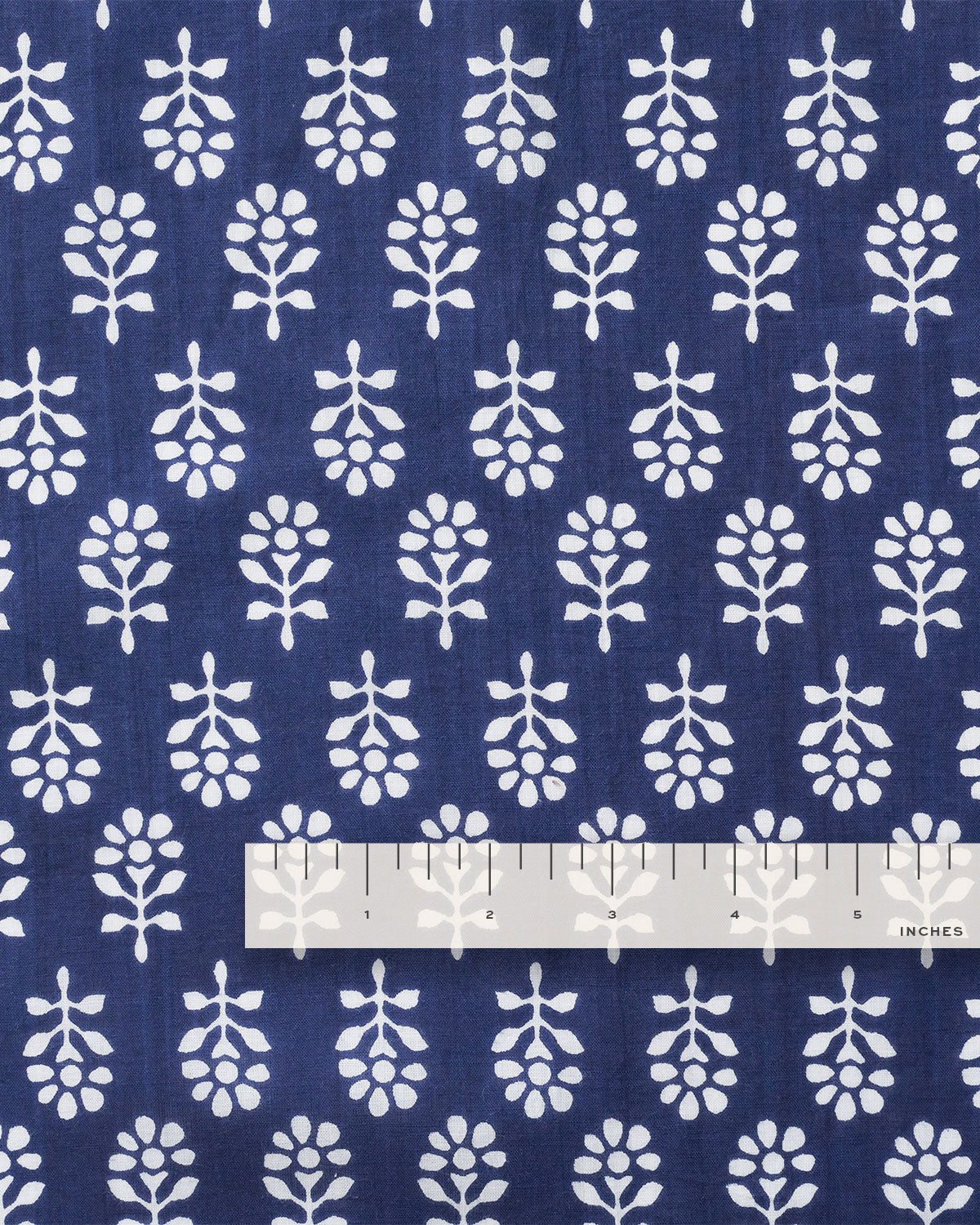 Blue and White Bloom Block Print Cotton