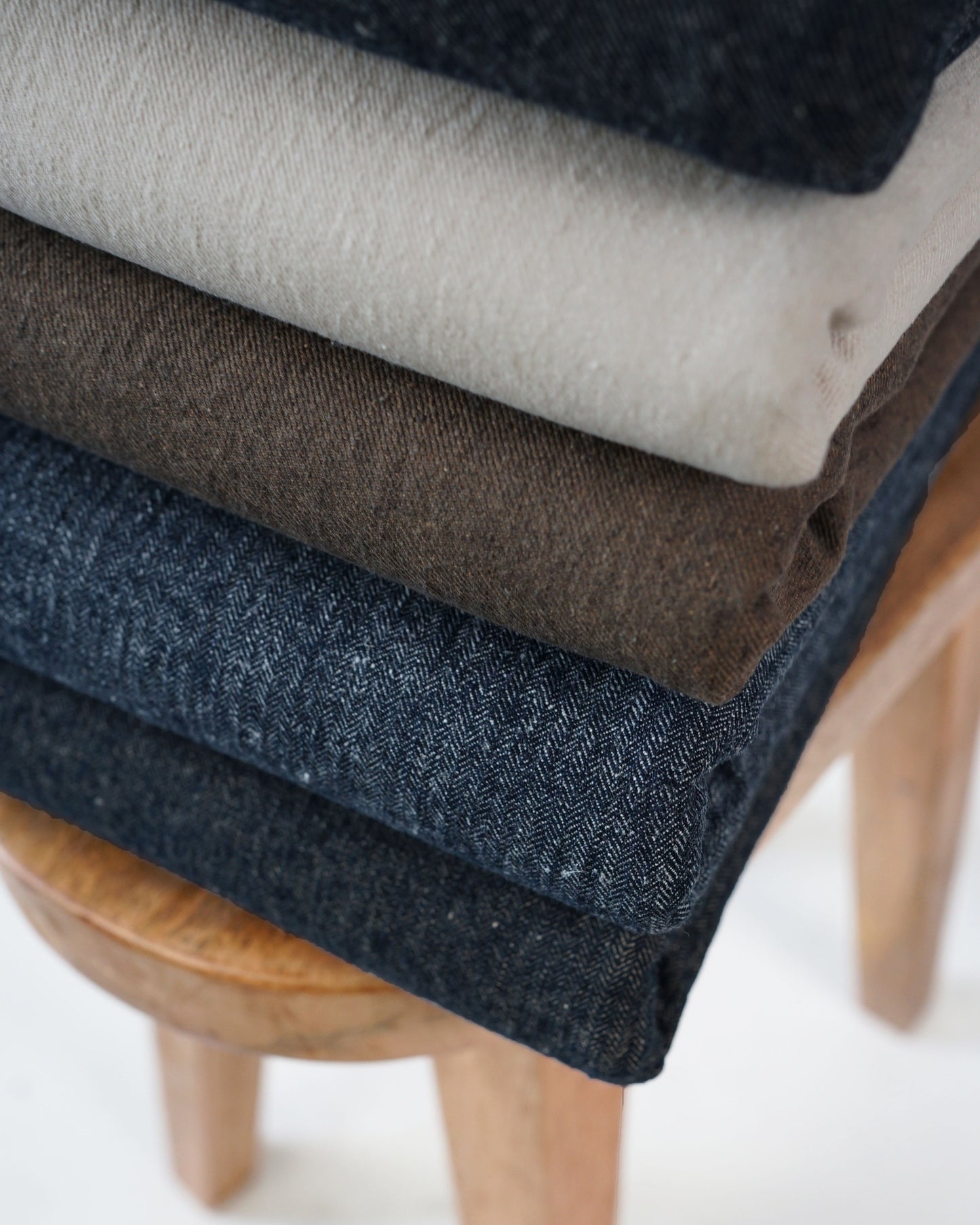 Deep Indigo Twill Linen Cotton Denim - 3/4 Yard Remnant