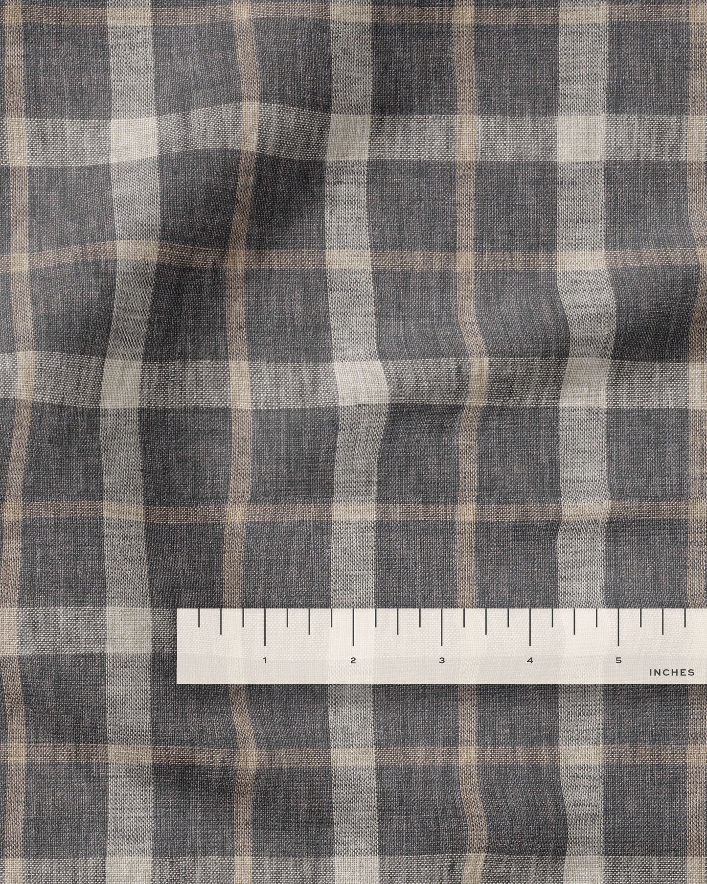 Onyx Cabin Plaid Linen - 1 Yard Remnant