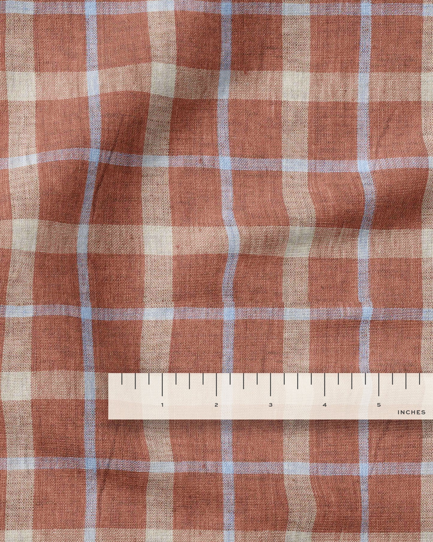 Rust Cabin Plaid Linen - 1.5 Yard Remnant