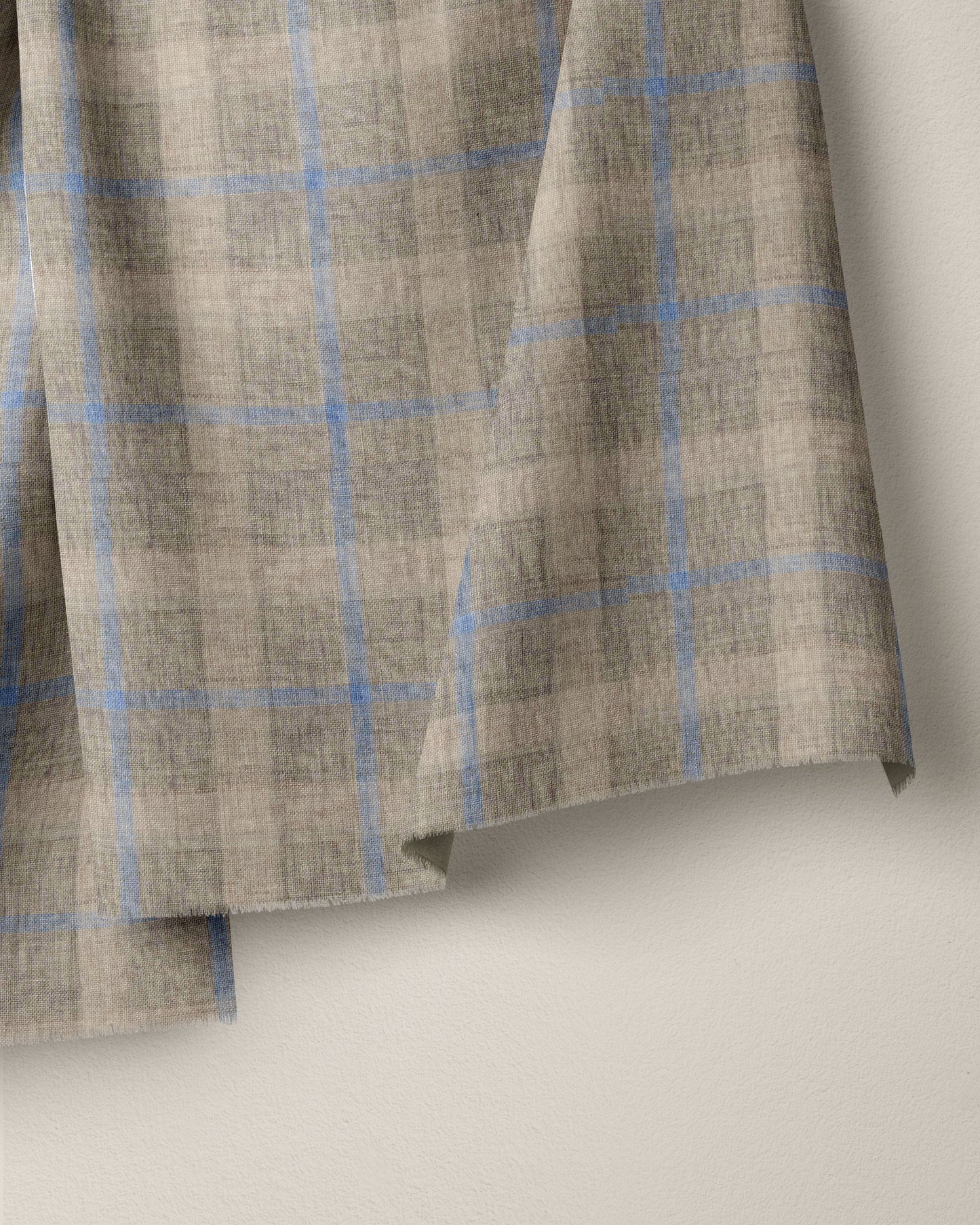 Tan Cabin Plaid Linen - 1 Yard Remnant