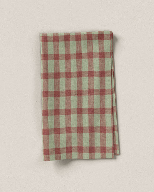 Cardamom Leaf Elongated Gingham Washed Linen
