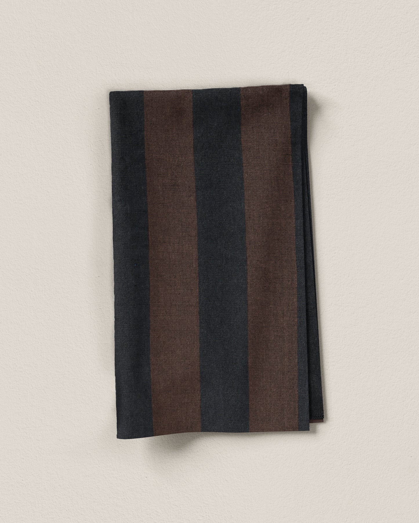 Black and Brown Club Stripe Washed Linen - 1/2 Yard Remnant