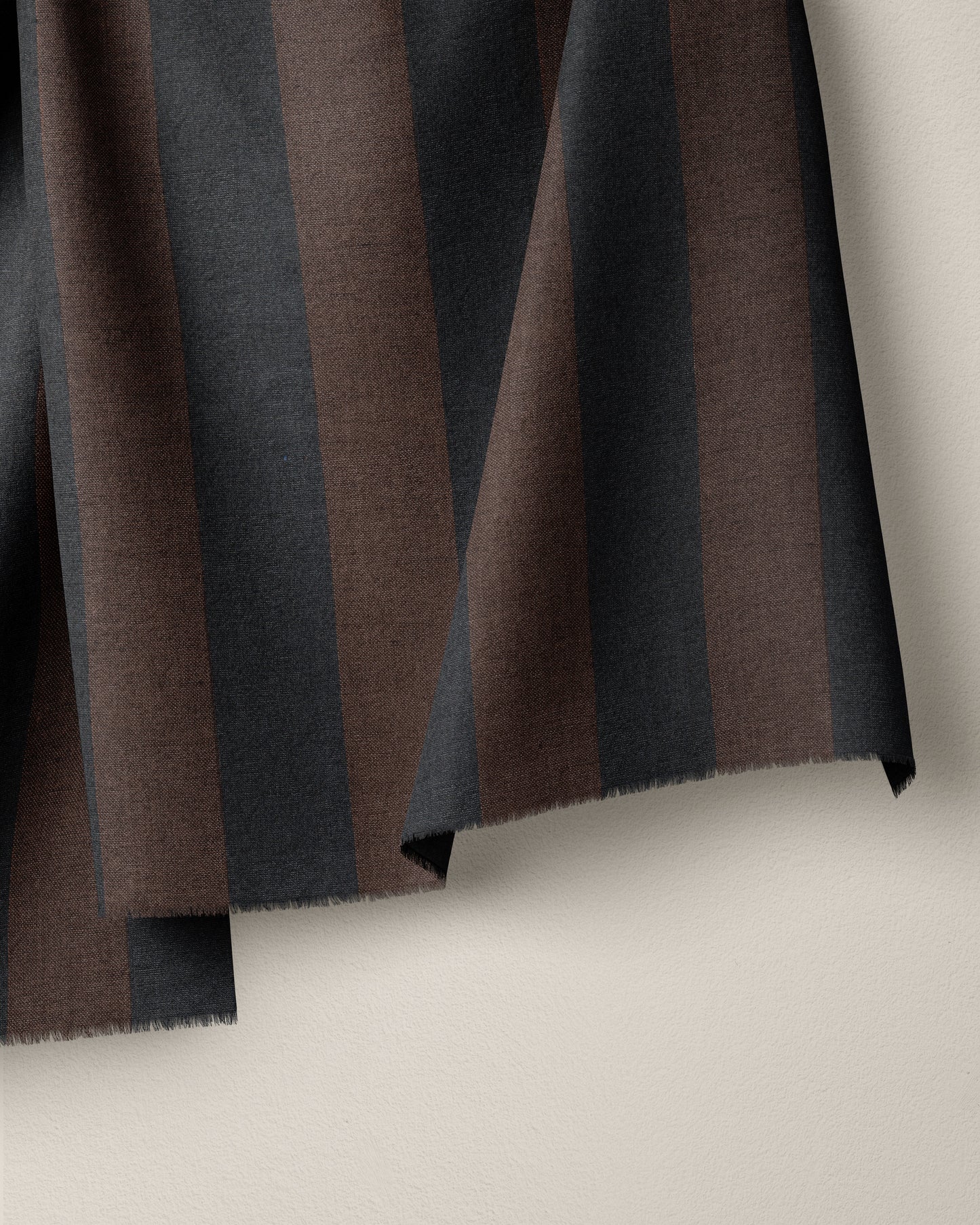 Black and Brown Club Stripe Washed Linen - 1/2 Yard Remnant