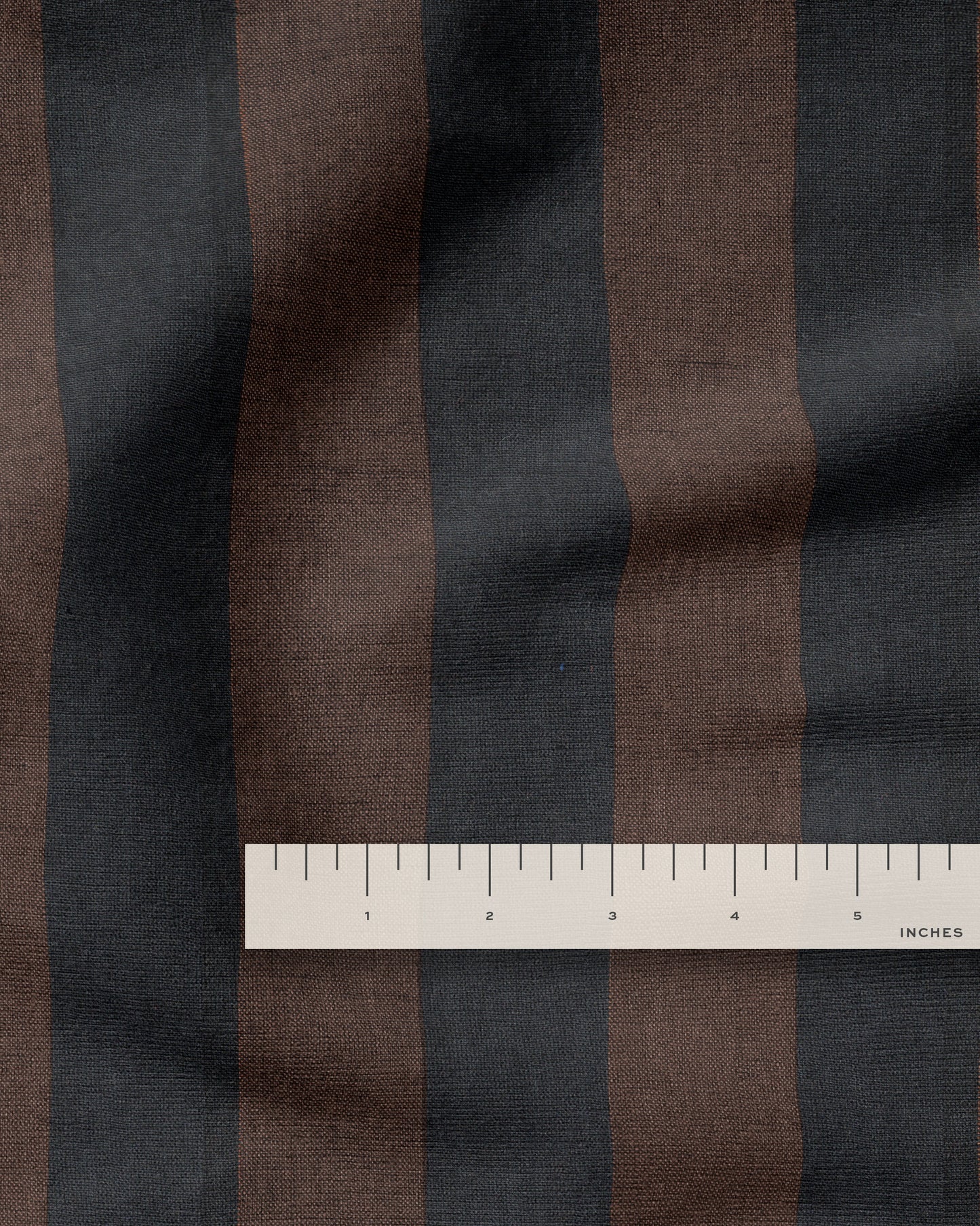 Black and Brown Club Stripe Washed Linen - 1/2 Yard Remnant