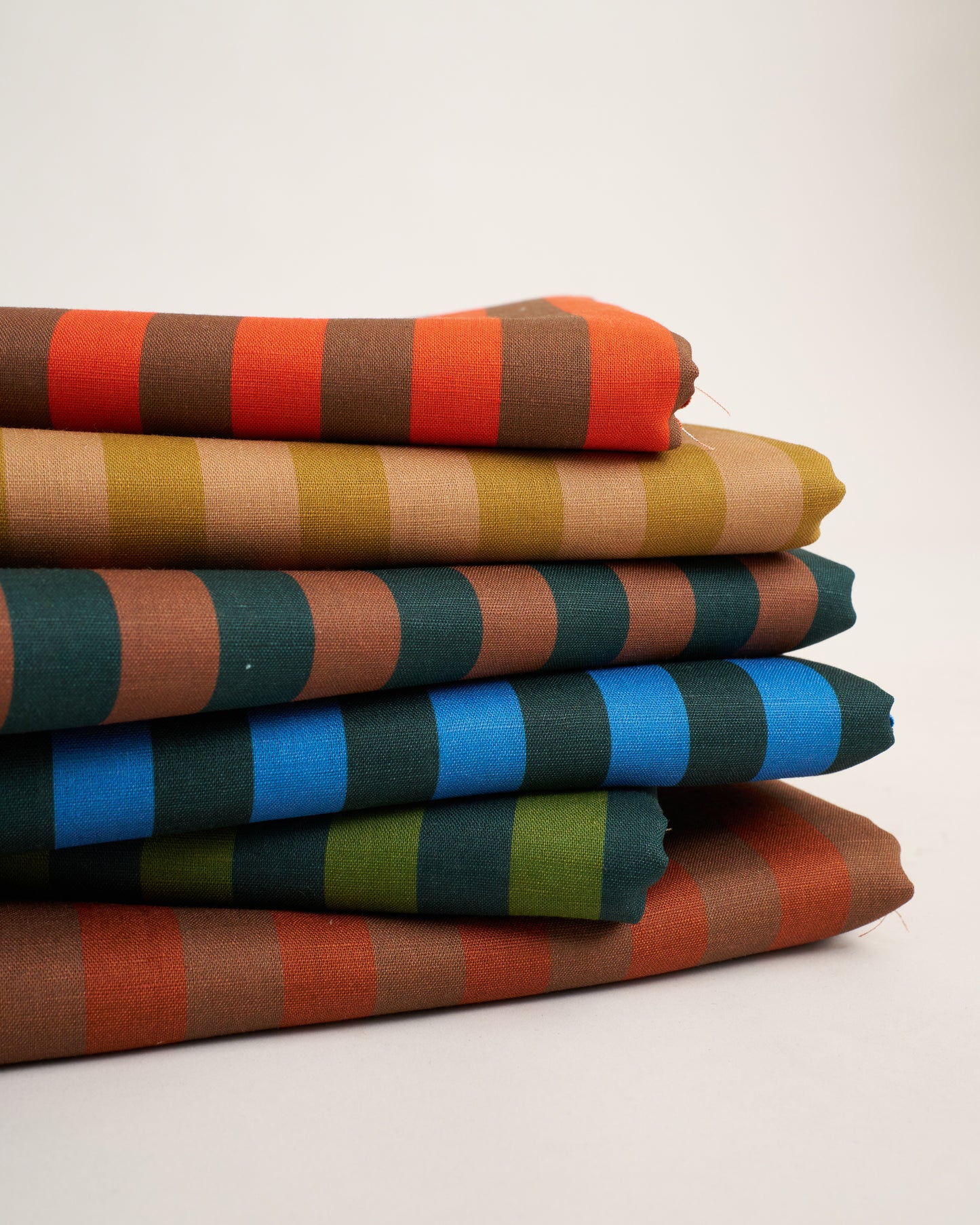 Brown and Copper Cotton Linen Stripe