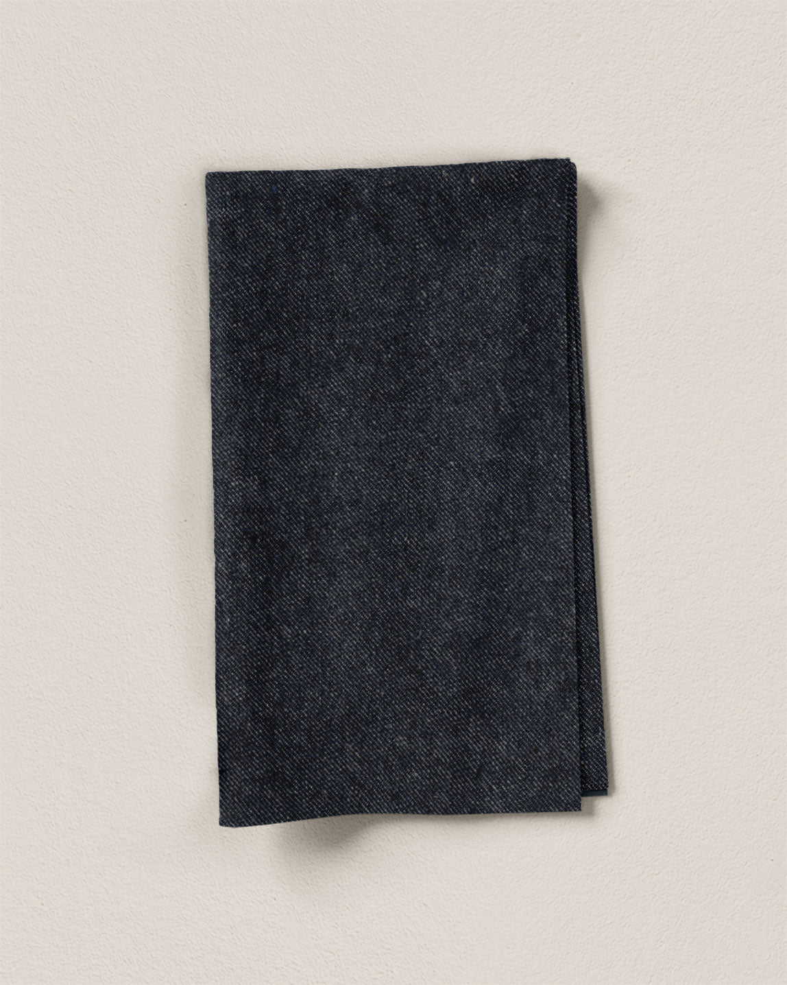 Deep Indigo Twill Linen Cotton Denim - 3/4 Yard Remnant