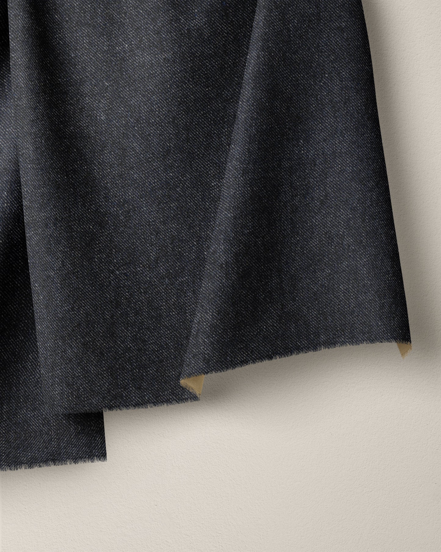 Deep Indigo Twill Linen Cotton Denim - 3/4 Yard Remnant