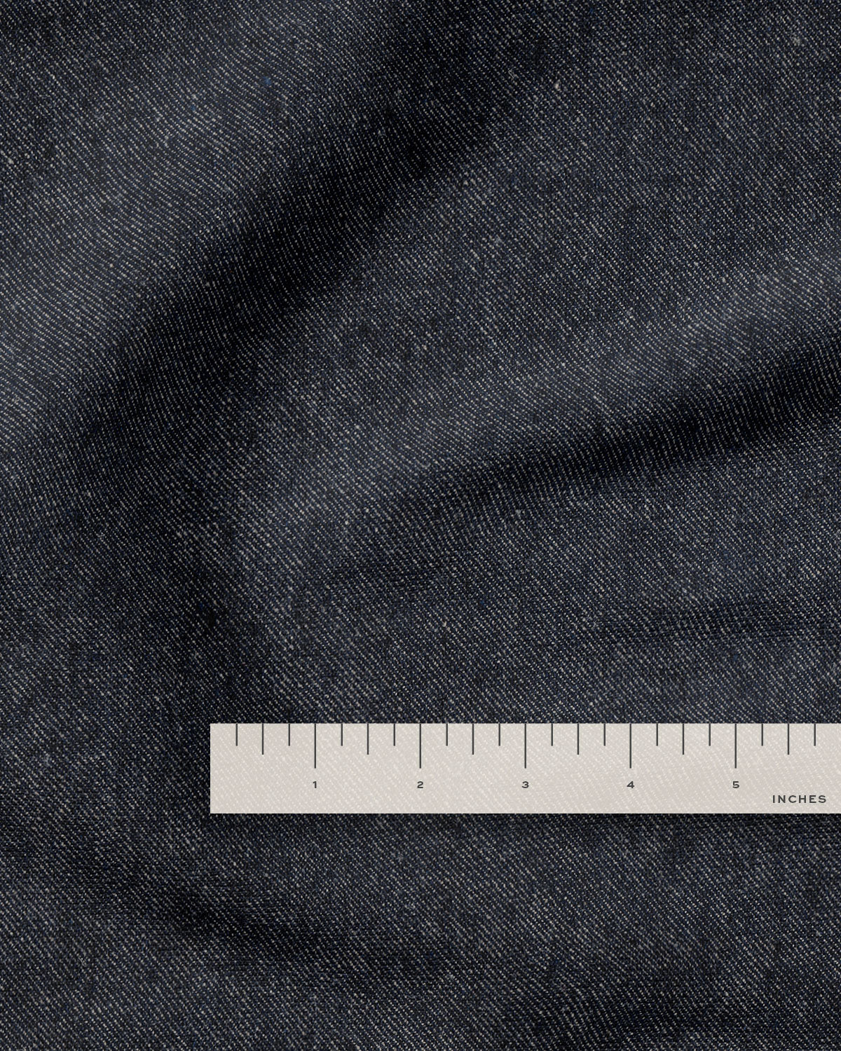 Deep Indigo Twill Linen Cotton Denim - 3/4 Yard Remnant