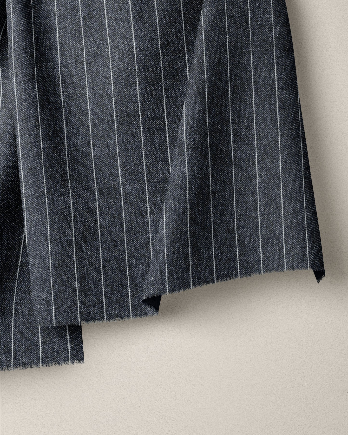 Dark Wash Pinstripe Linen Cotton Denim