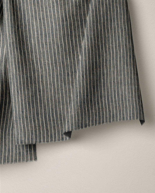 Evening Slate Pencil Stripe Linen