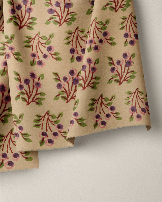Fig and Tan Bloom Block Print Cotton
