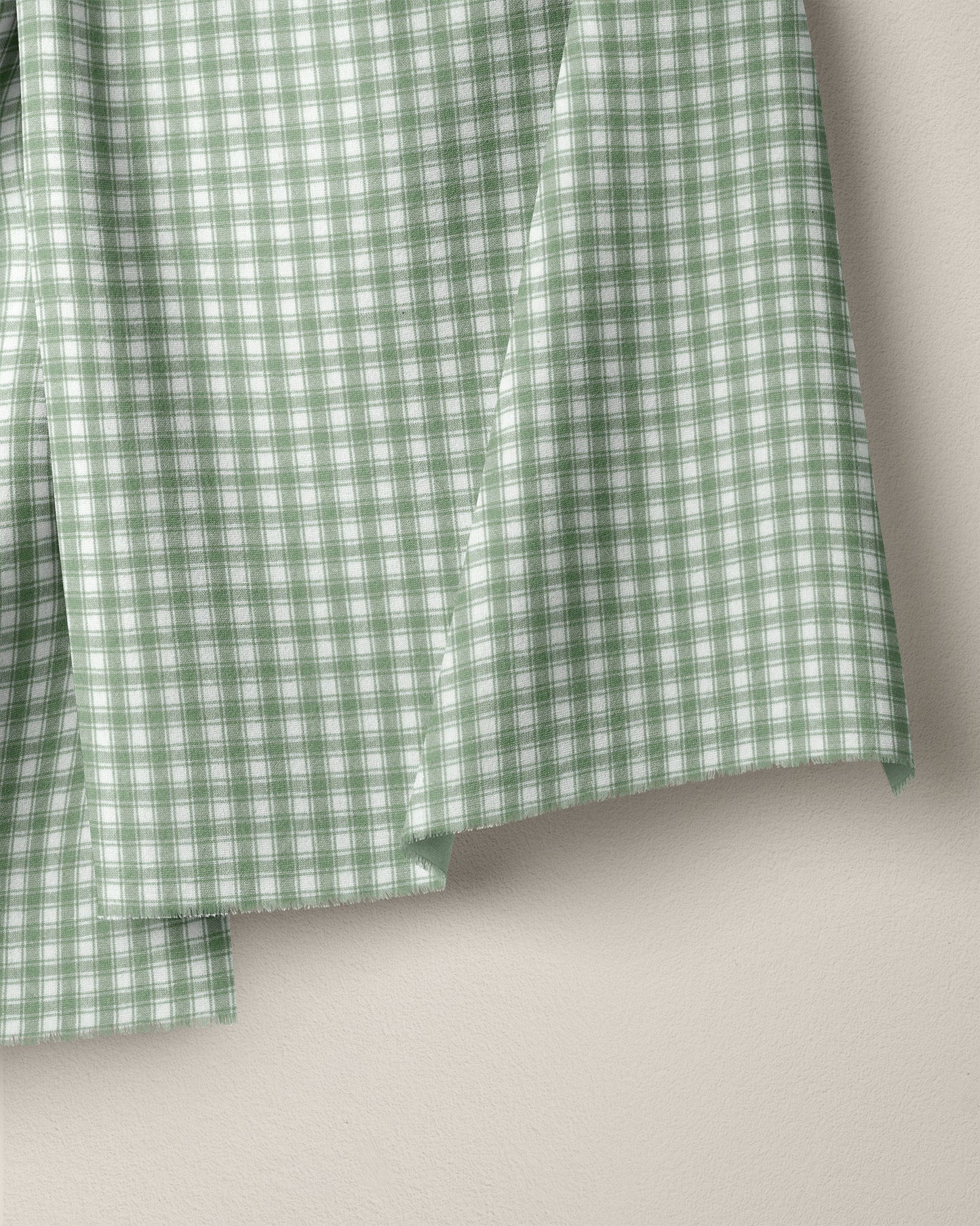 Mint Green Cafe Check Cotton - 2.5 Yard Remnant