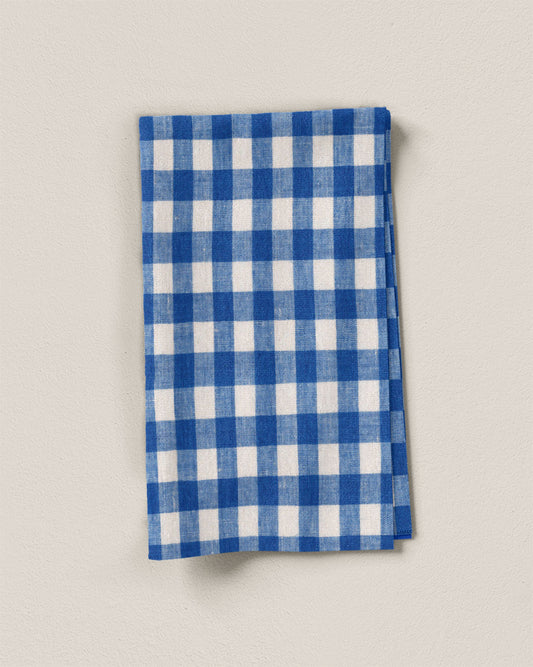 Medium Bluebell Gingham Washed Linen
