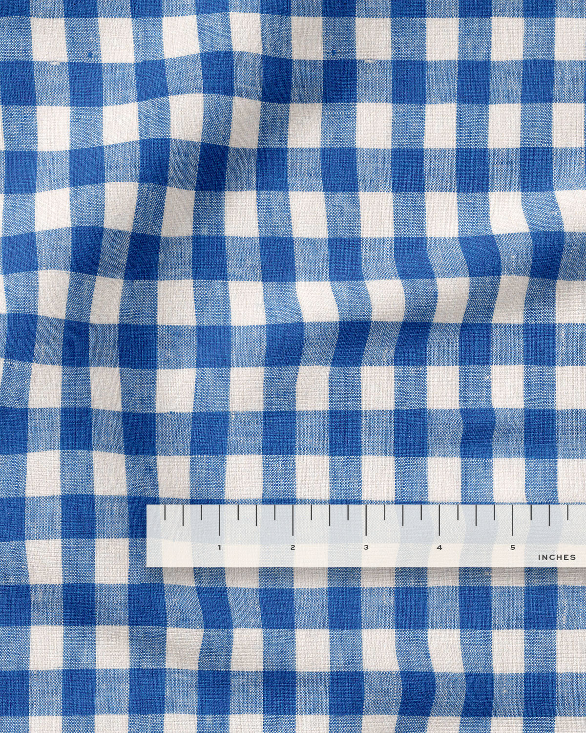 Medium Bluebell Gingham Washed Linen - 1/2 Yard Seconds