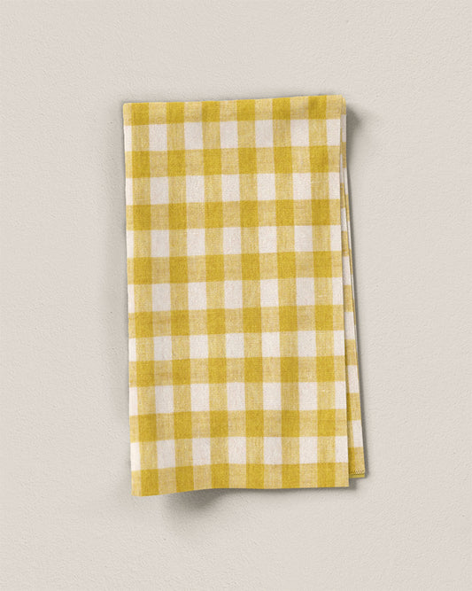 Medium Citron Gingham Washed Linen