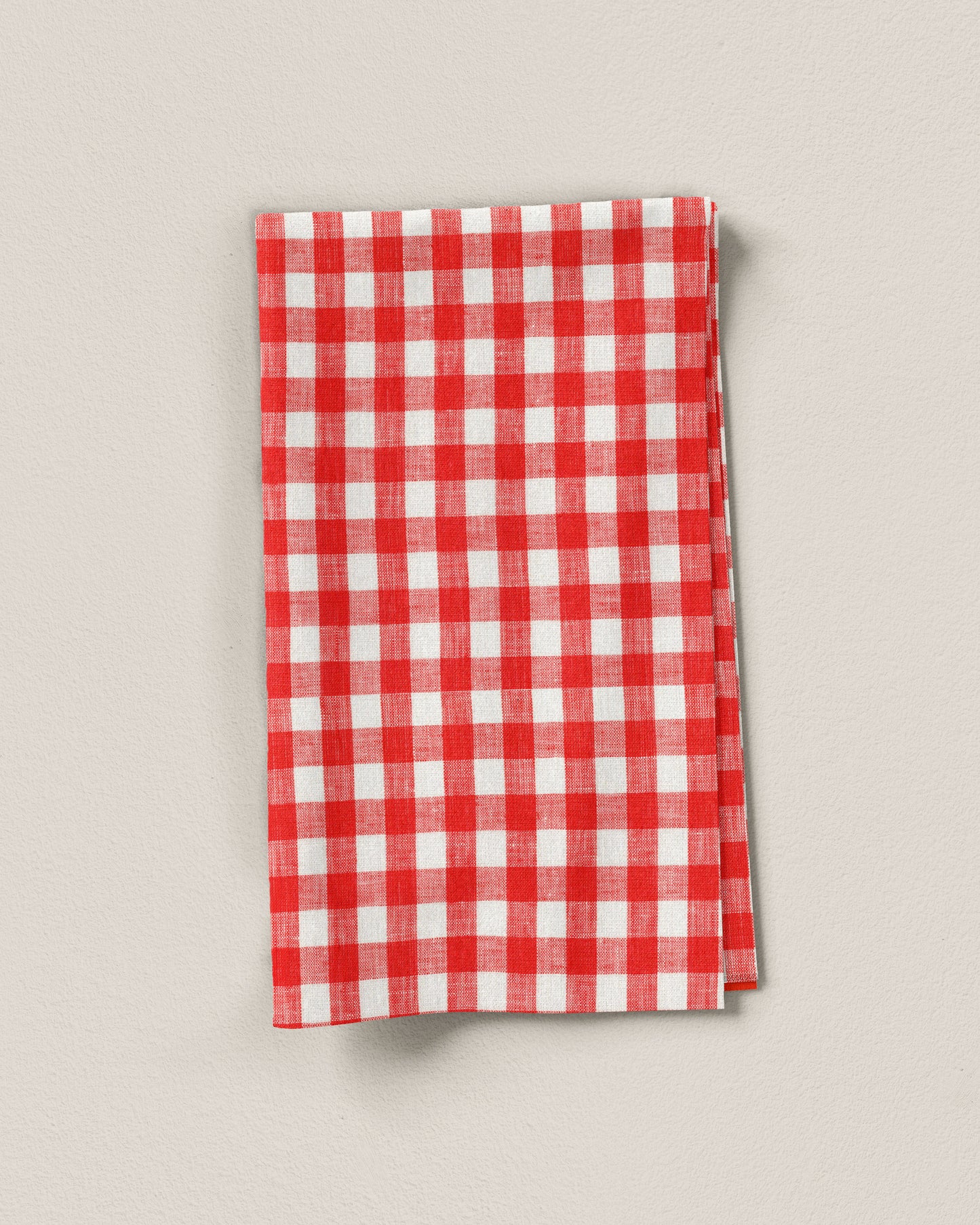 Medium Red Gingham Linen - 1/2 Yard Remnant