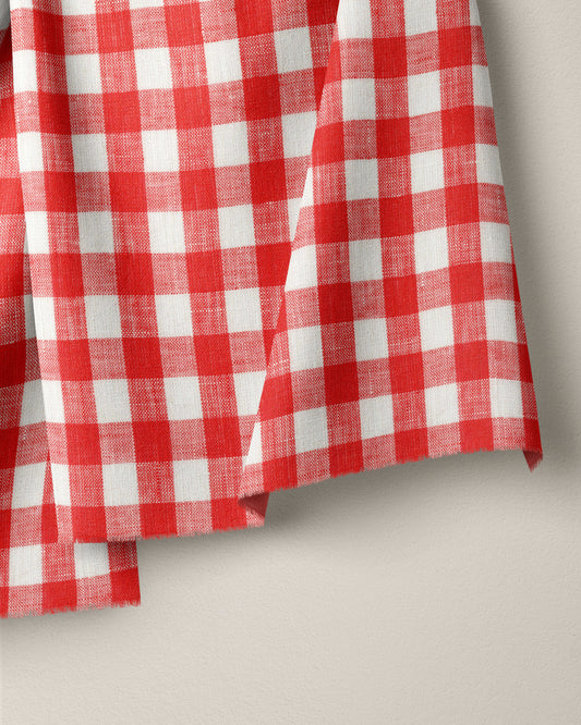 Medium Red Gingham Linen
