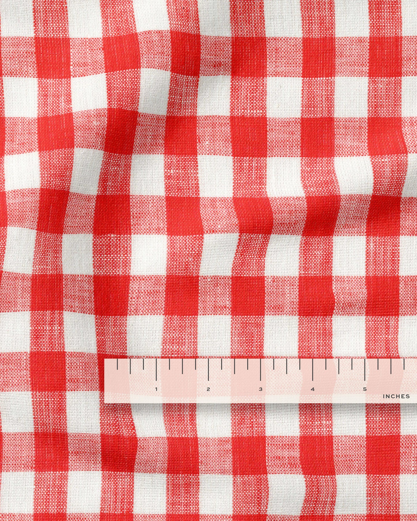 Medium Red Gingham Linen - 1/2 Yard Remnant