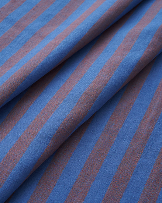 Mulberry Truffle Parlor Stripe Washed Linen
