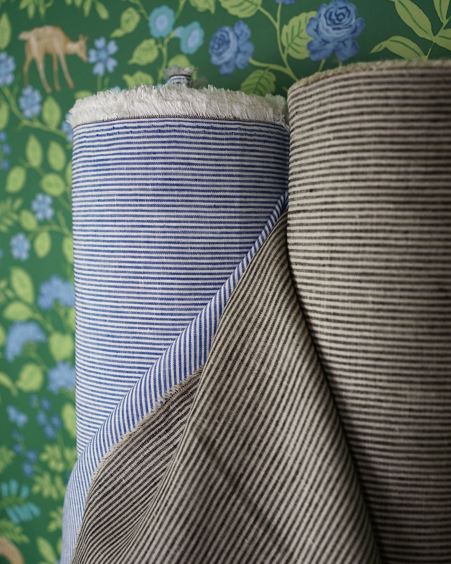 Blue Railroad Stripe Linen