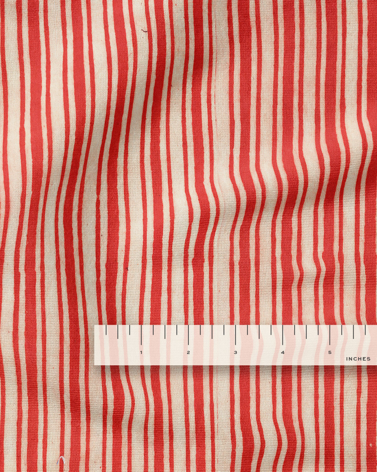 Red Ticking Stripe Screen Print Cotton - 3/4 Yard Seconds