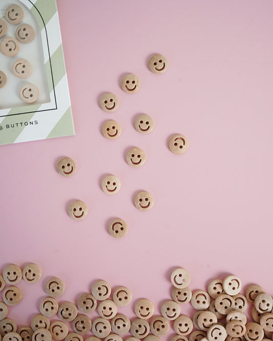 Smiley Face 1/2" Wood Buttons