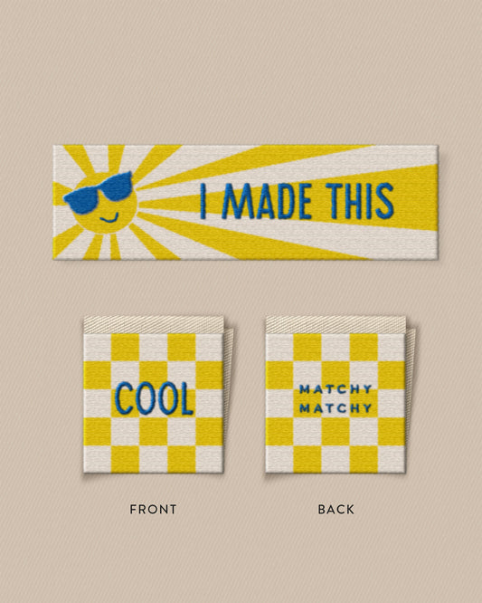 Sunny Cool Square and Rectangle Woven Garment Labels