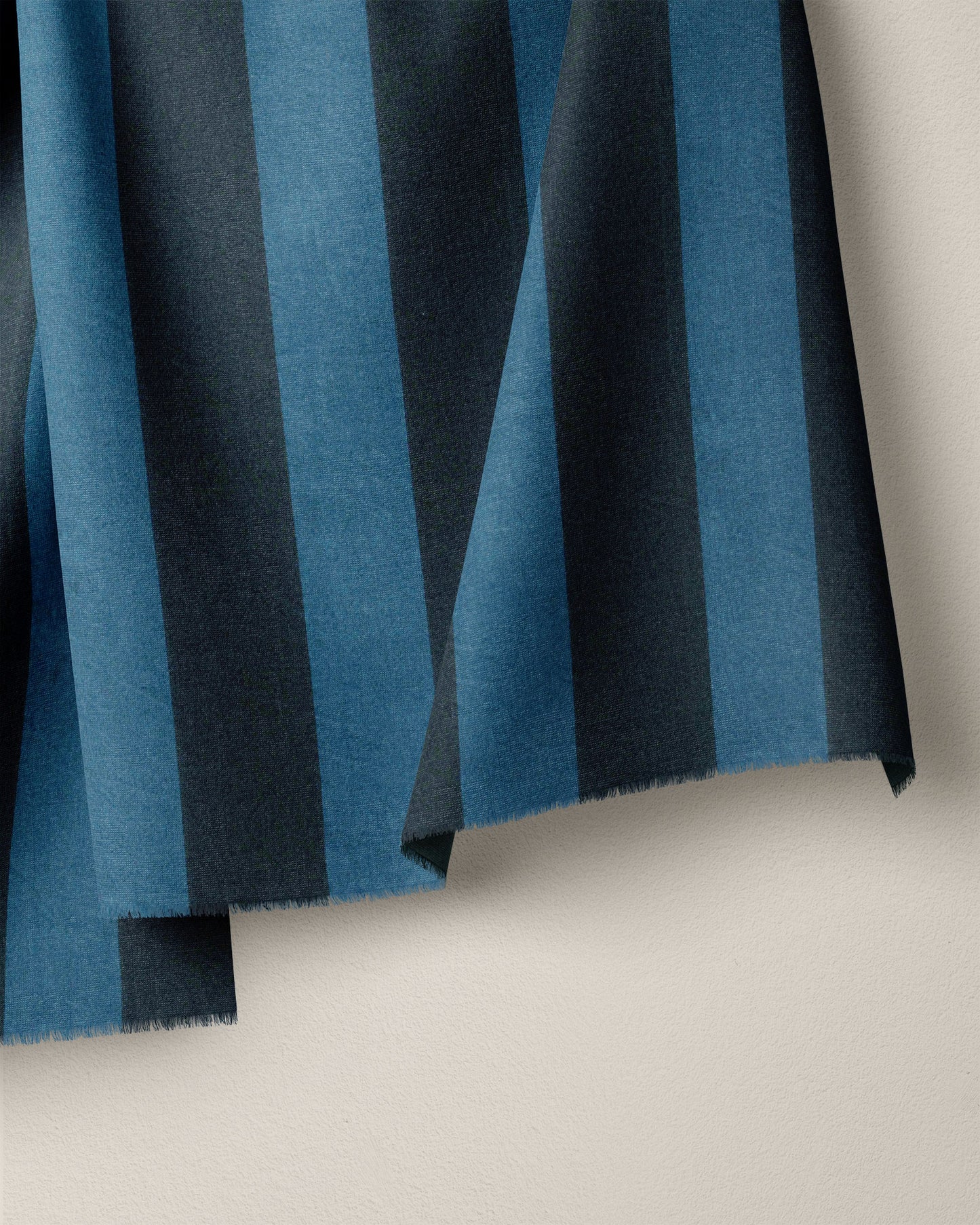 Dark Blue Big Stripe Screen Print Cotton - 1/2 Yards Seconds