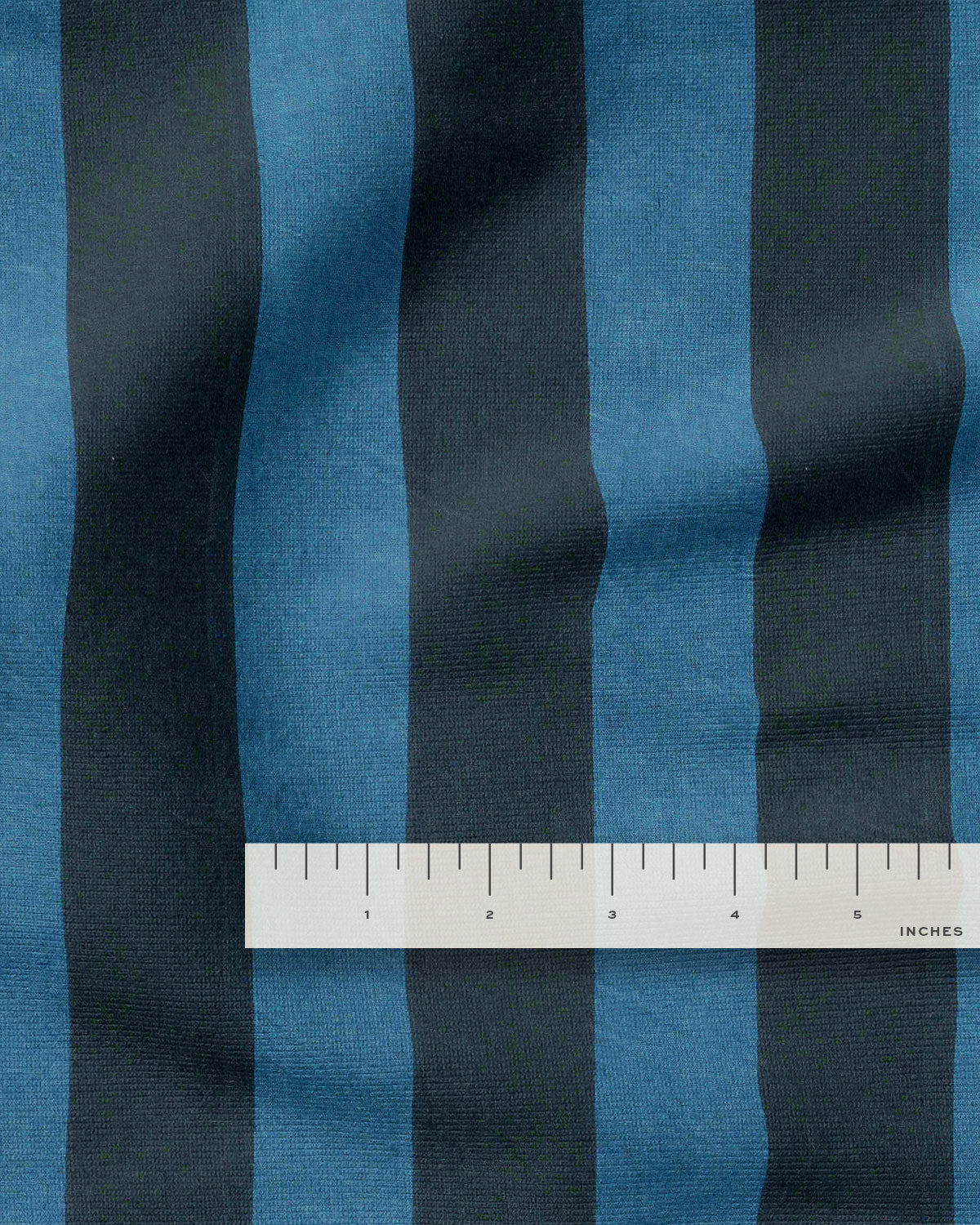 Dark Blue Big Stripe Screen Print Cotton - 1/2 Yards Seconds