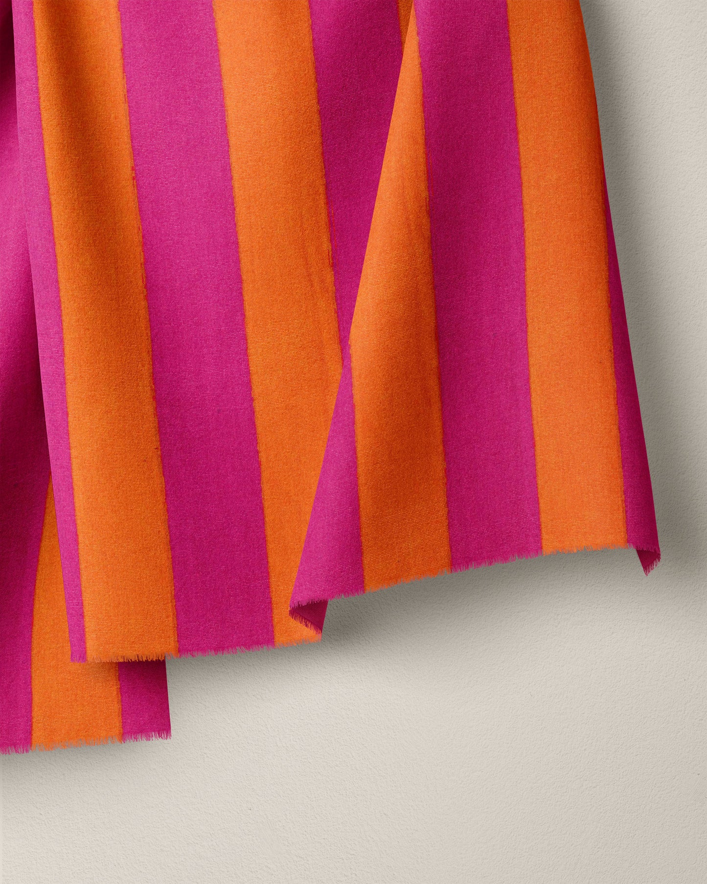 Magenta and Orange Big Stripe Screen Print Cotton - 1/2 Yard Remnant 40% off
