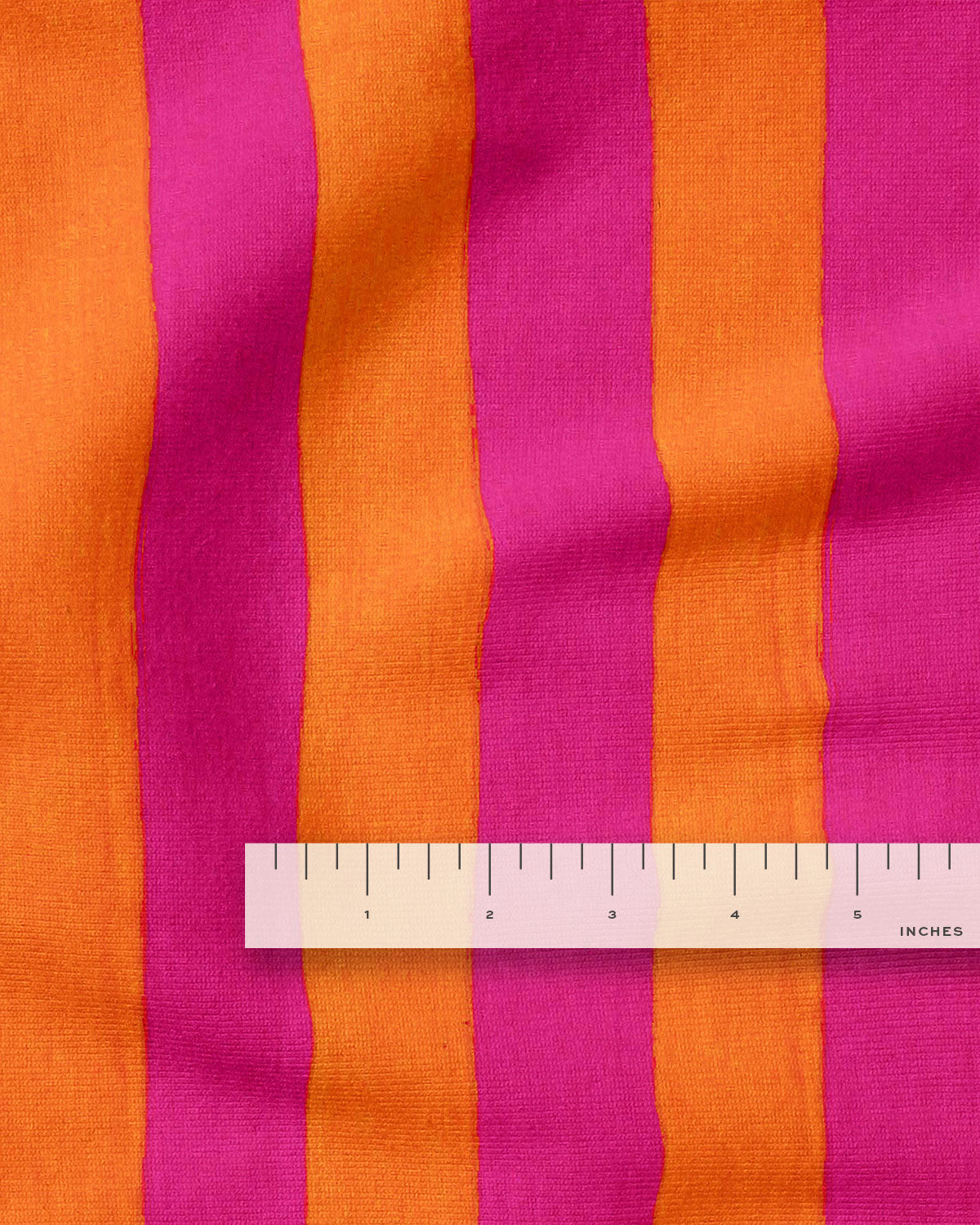 Magenta and Orange Big Stripe Screen Print Cotton - 1/2 Yard Remnant 40% off