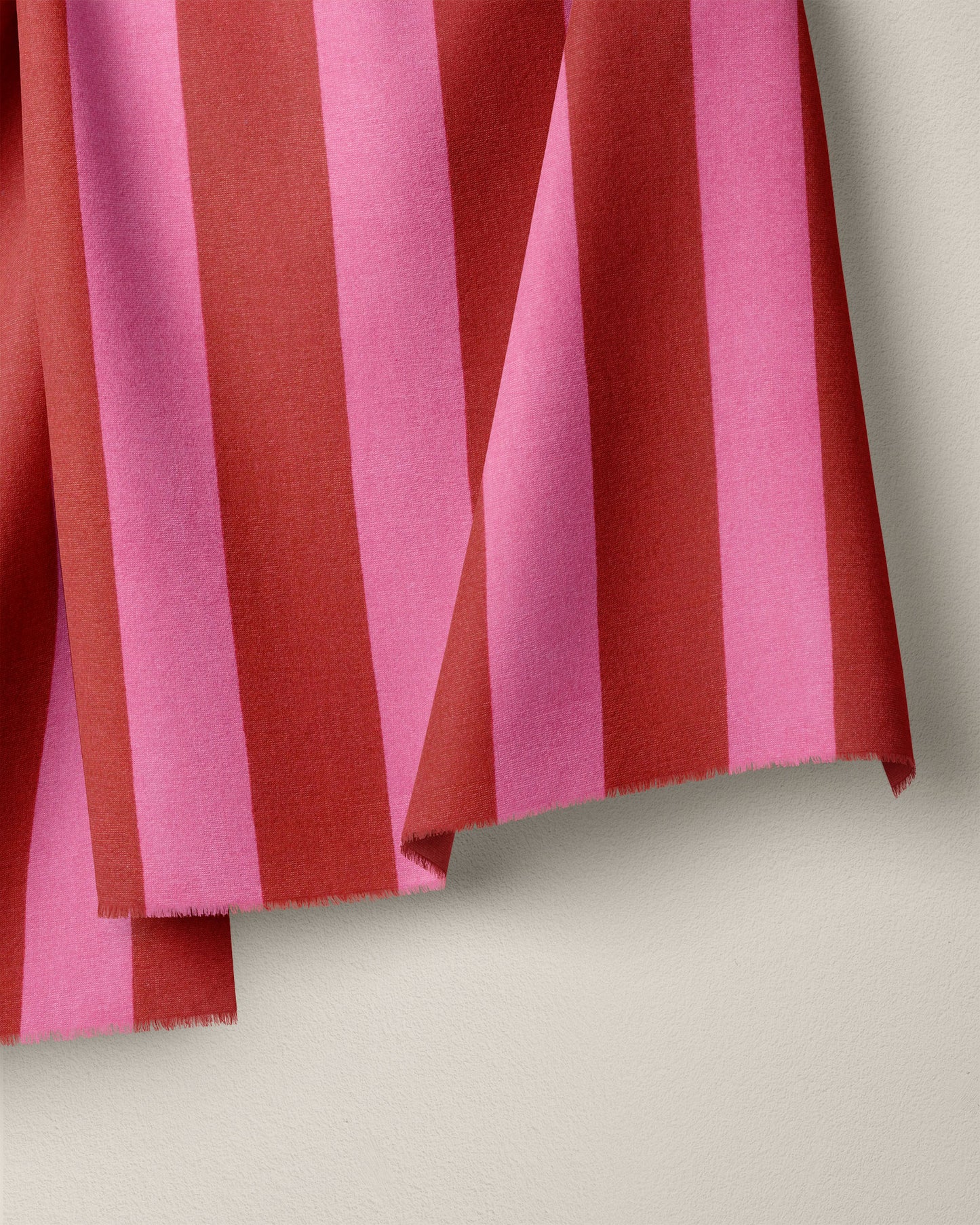 Magenta and Red Big Stripe Screen Print Cotton - 3/4 Yard Seconds
