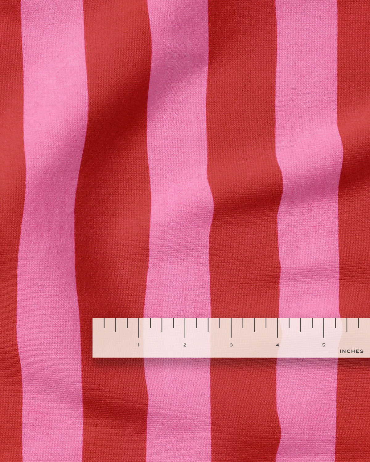 Magenta and Red Big Stripe Screen Print Cotton - 3/4 Yard Seconds