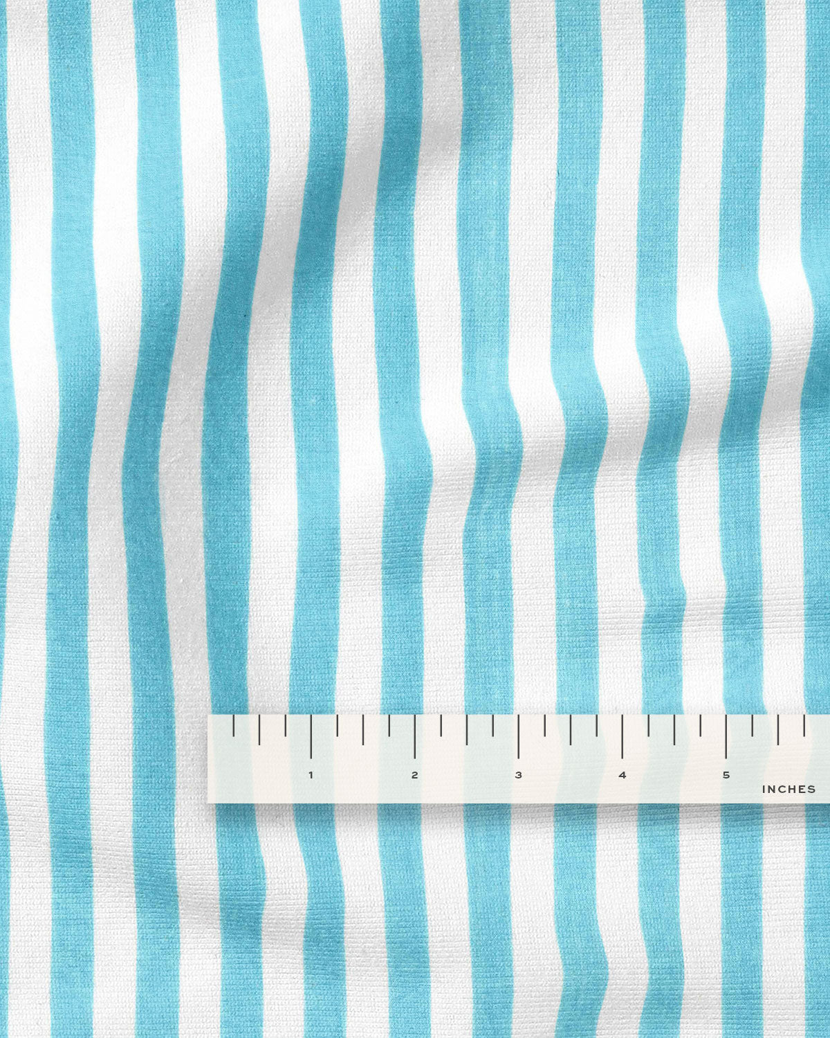 Aqua Small Stripe Screen Print Cotton - 1/2 Yard Seconds