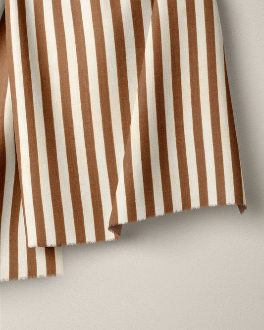 Brown Small Stripe Screen Print Cotton - 1/2 Yard Seconds